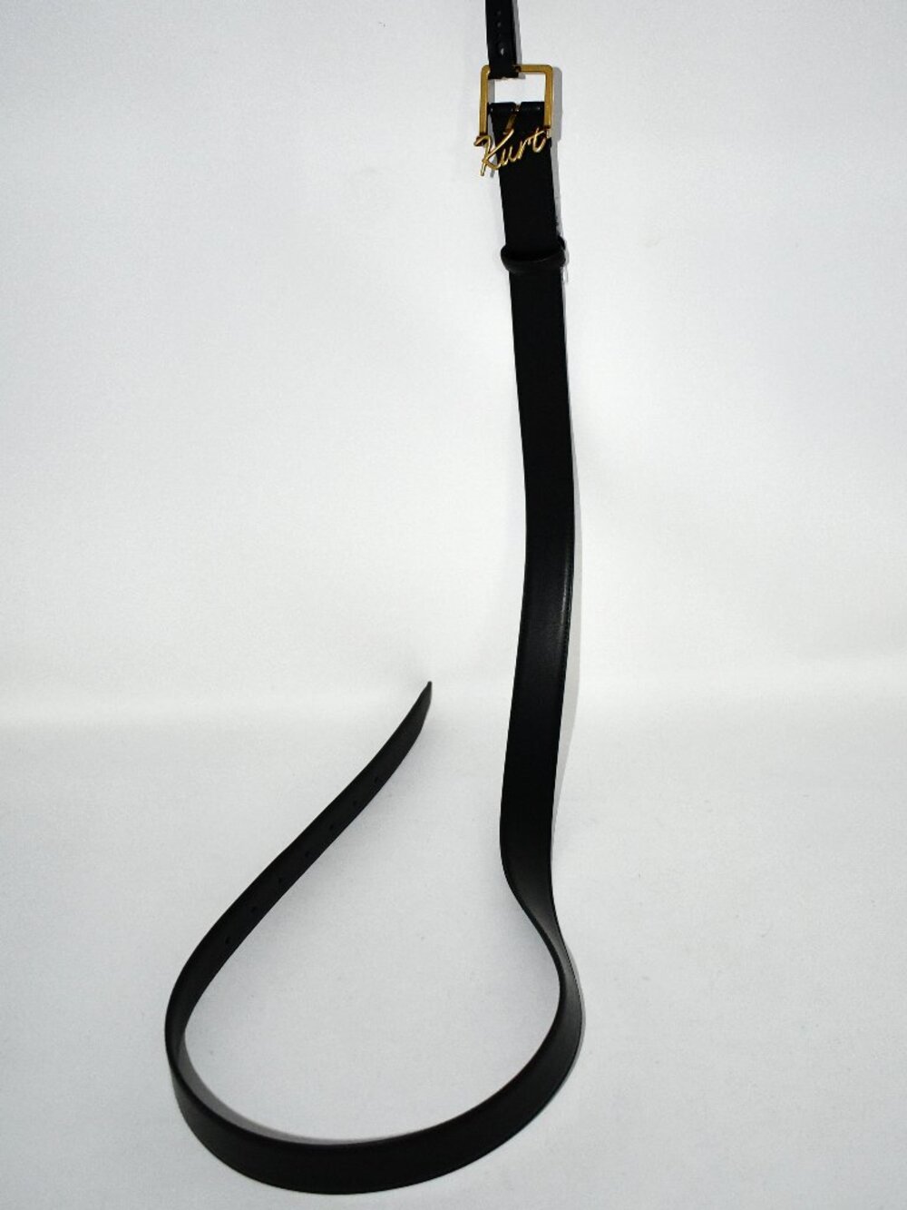 Kurt Geiger Kurt Script Leather Belt In Black Size: M/L # KGWB562834-0 NWT Cow l
